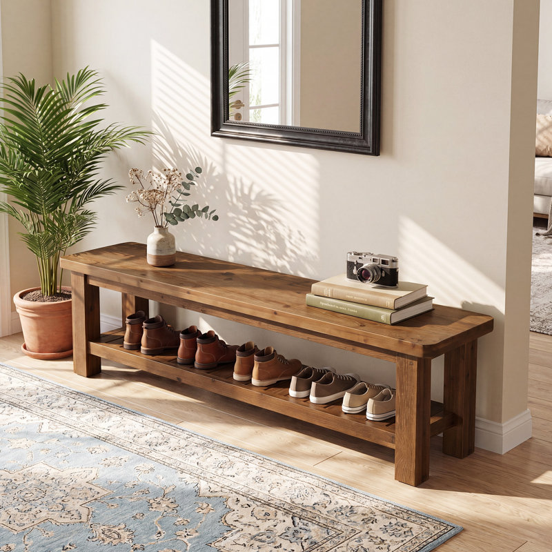 63'' Farmhouse Solid Wood Dining Bench