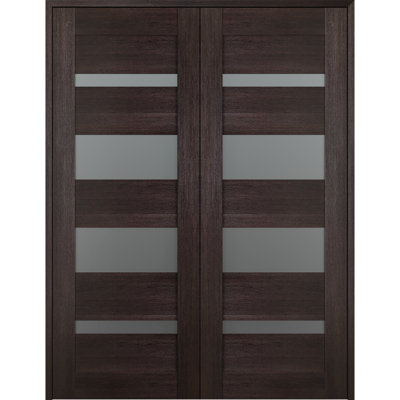 Avon 0701 DIY-Friendly Manufactured Wood and Frosted Glass Paneled Interior Double French Door