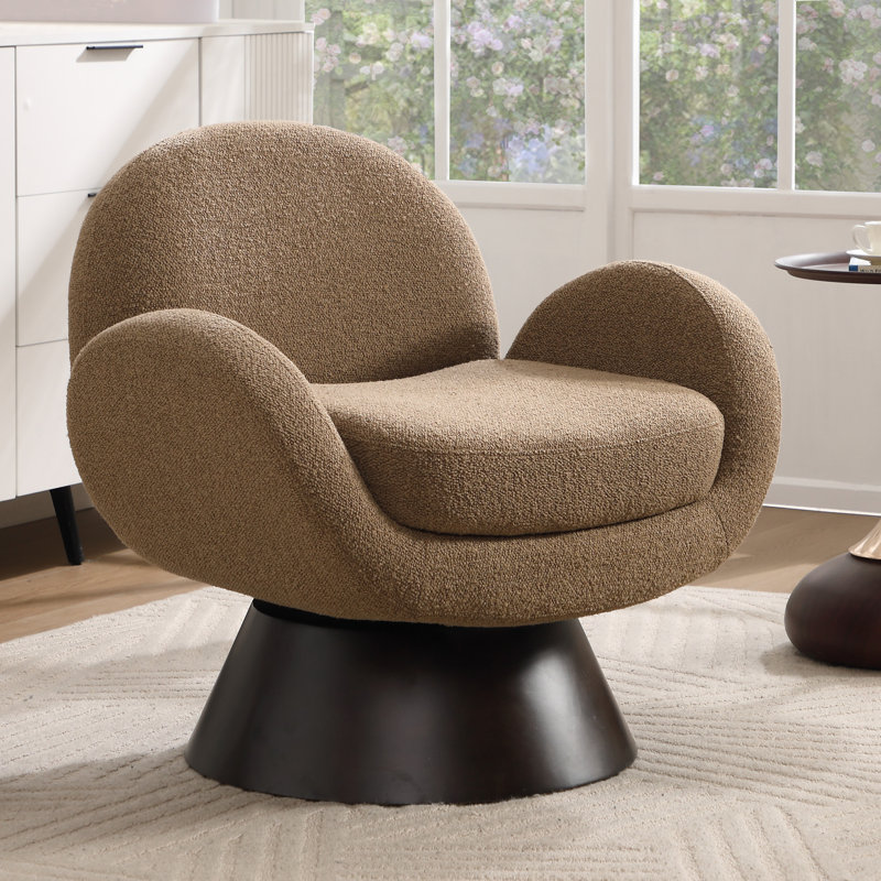 Fauteuil pivotant avec base en bois massif, Boucle verte