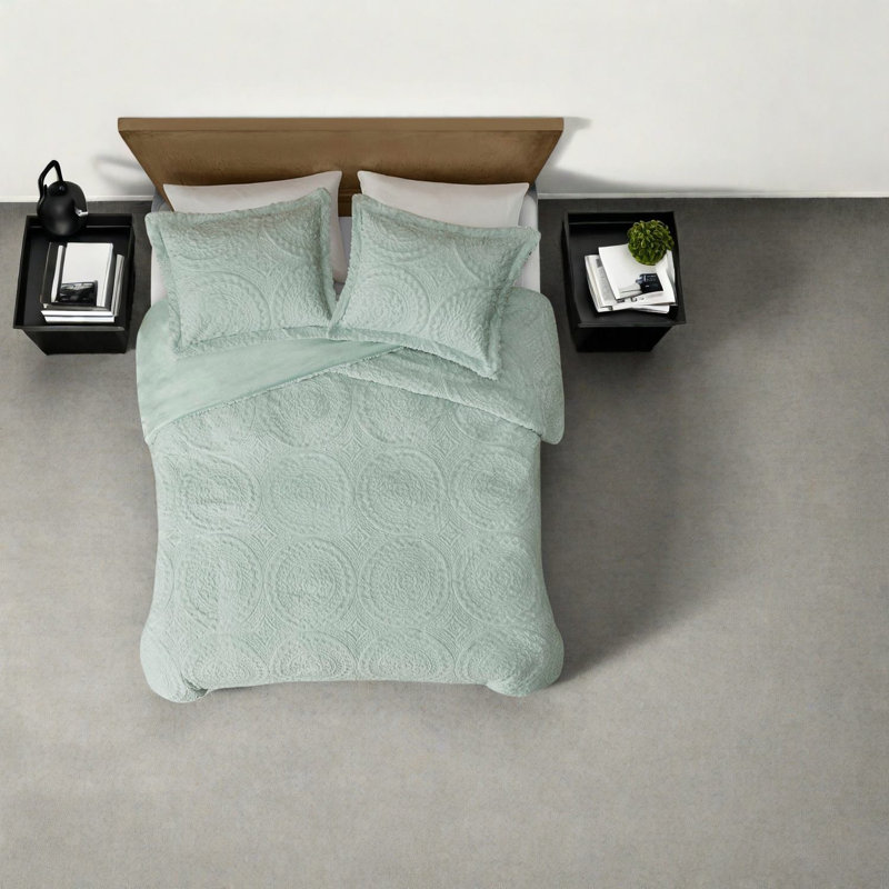 Ensembles de literie pour très grand lit luxueux en polyester, motif de médaillon en fausse fourrure pour la maison