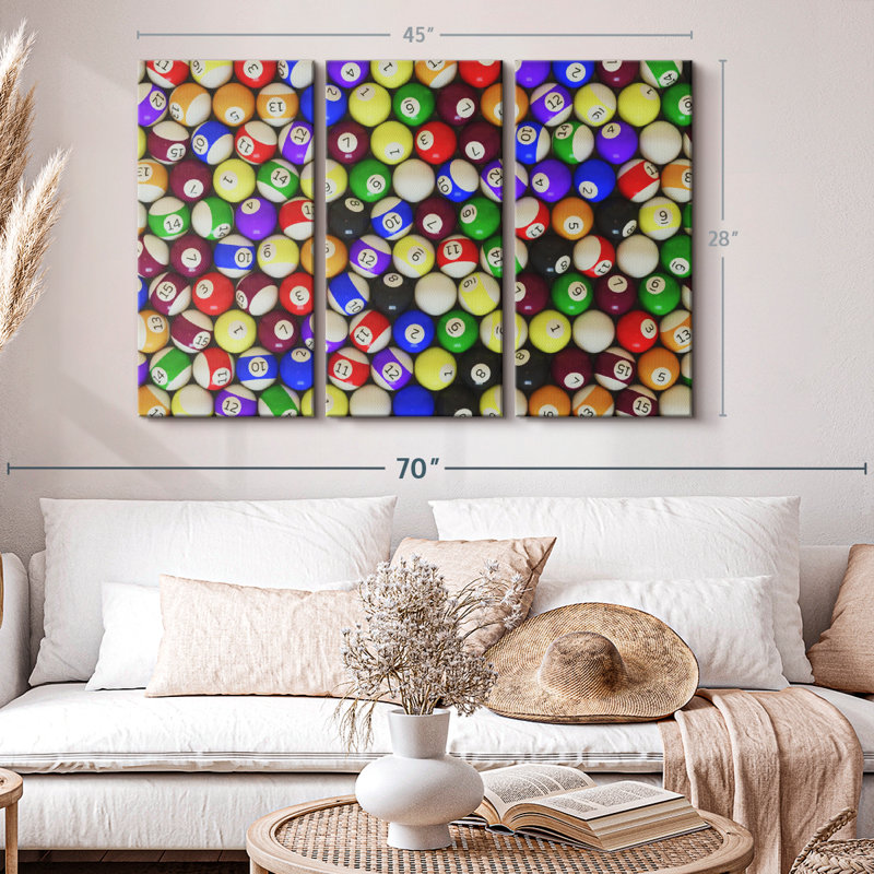 «Billiard Collection», 3 pièces sur toile, H 28 po x l 45 po x P 1,25 po