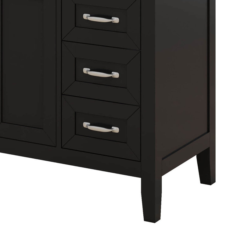Meuble-lavabo 36 po sans lavabo, base d'armoire seulement, armoire de salle de bain avec 3 tiroirs et 2 portes, structure de meuble-lavabo en bois massif