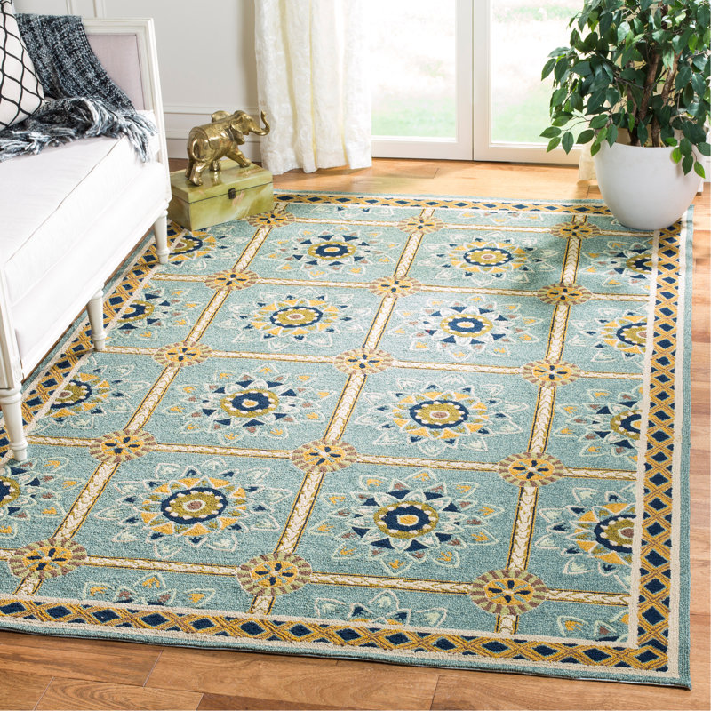 Midori Hand Hooked Performance Geometric Rug, Rectangle 6' x 9'