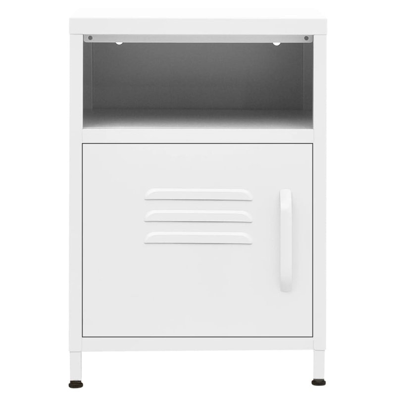 Bren 35cm W Steel Bedside Table, White, Individual