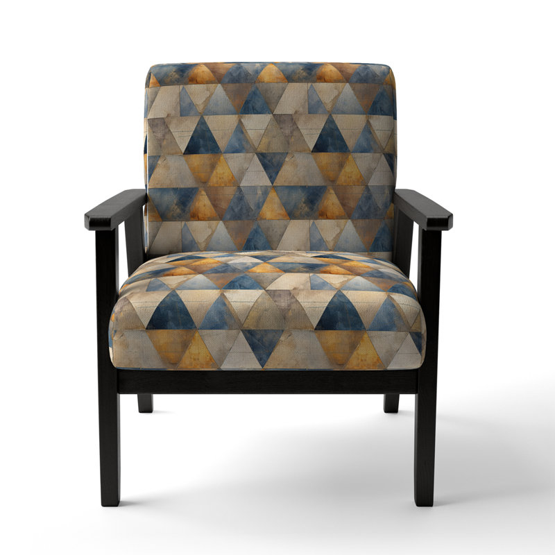 Fauteuil d'appoint rembourré beige et bleu