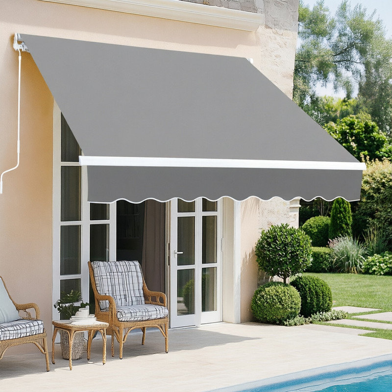 CLIY 250 cm W x 200 cm D Polyester Retractable Door / Window Awning