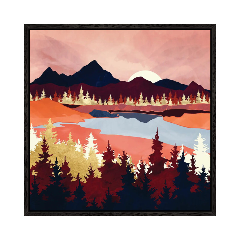 Grapefruit Sky - Print on Canvas, 45.72 cm H x 45.72 cm W, Black Framed