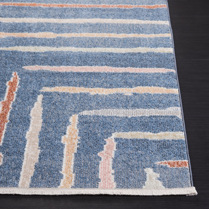 Setebos  Washable Area Rug In Blue/Ivory, Rectangle 9' x 12'