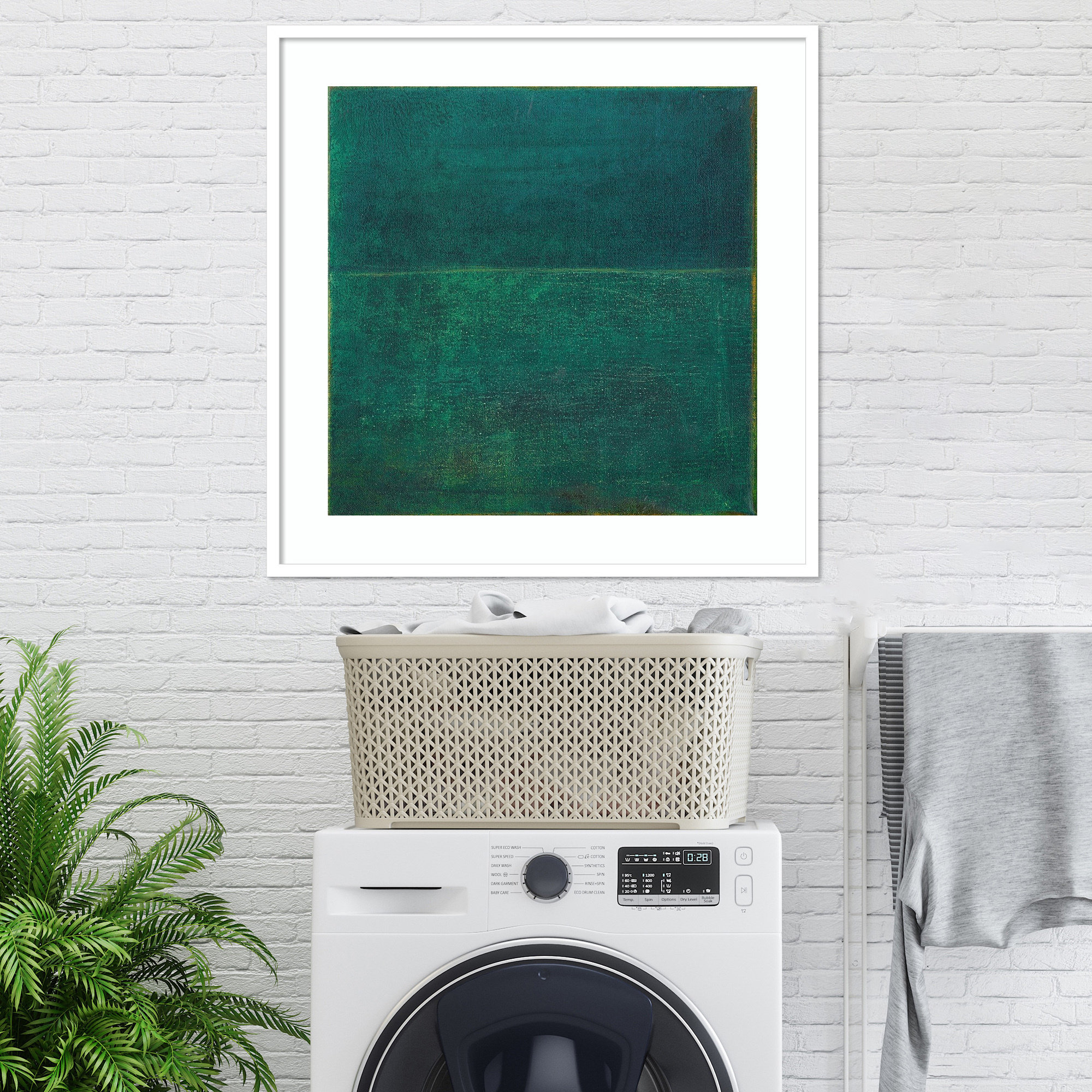 Green Zen I by Jodi Fuchs, White Framed Paper, 33.12" H x 33.12" W x 0.88" D