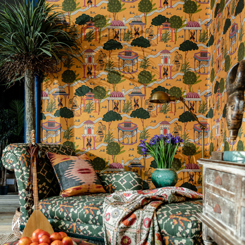 Tales Of Maghreb Wallpaper Roll, Green/Pink/White/Yellow