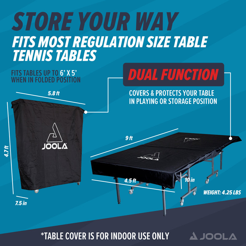 JOOLA Dual Function Indoor Table Tennis Table Cover - Ping Pong Table Cavoer with All-Around Protection