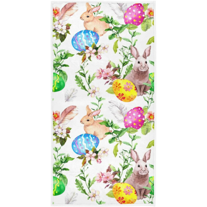 Easter Hand Towels, Easter Bunny Eggs In Grass Flowers Highly Absorbent Hand Towels For Bathroom