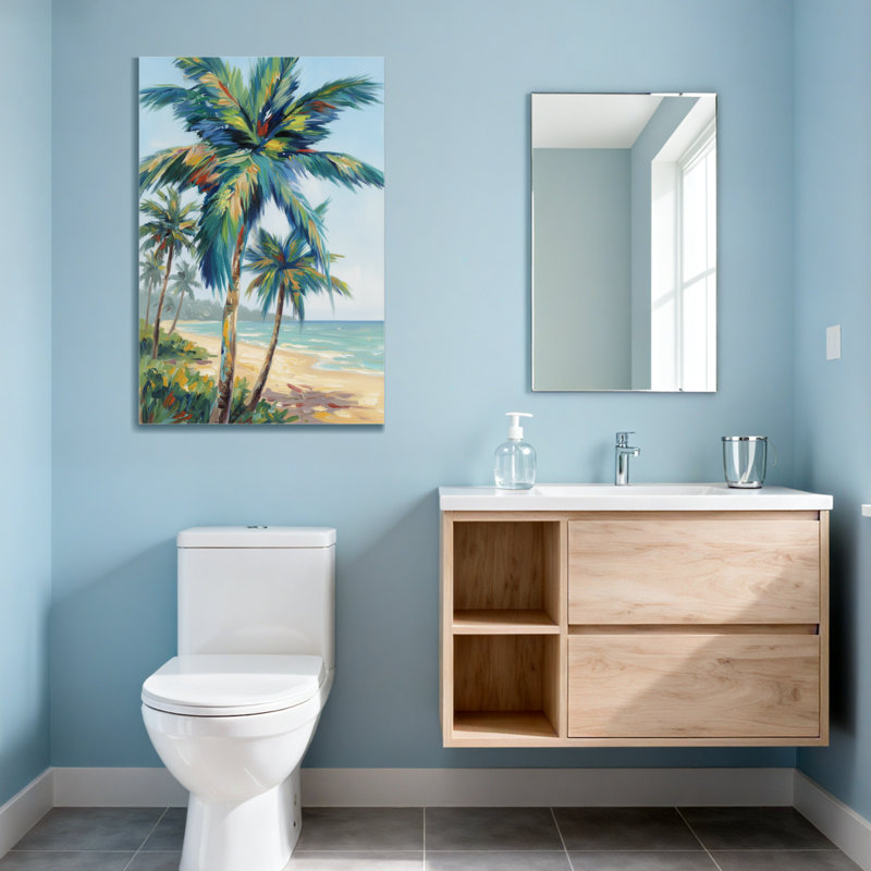 Plantes et fleurs, paysage de palmiers tropicaux, peinture, H 36 po x l 24 po
