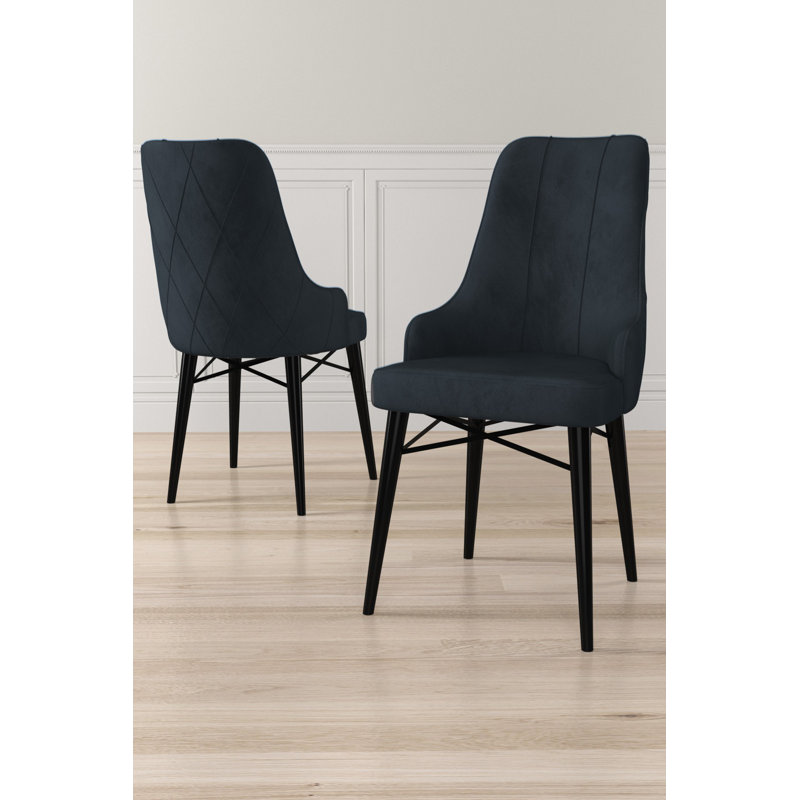 Ensemble de chaises modernes (4 pièces), anthracite et noir, 18,1 po x 37,4 po x 16,5 po | Structure 100% métal, pieds en bois | Confortable dossier 22 en mousse et siège en mousse 28 po | Parfait pour la salle à manger et les espaces contemporains