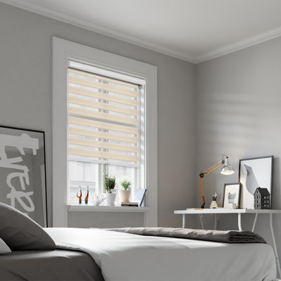 Rideaux à motif zébré sans fil sur mesure - Rayures doubles et transparentes en tissu de qualité supérieure - Filtration de la lumière et obscurcissement de la pièce