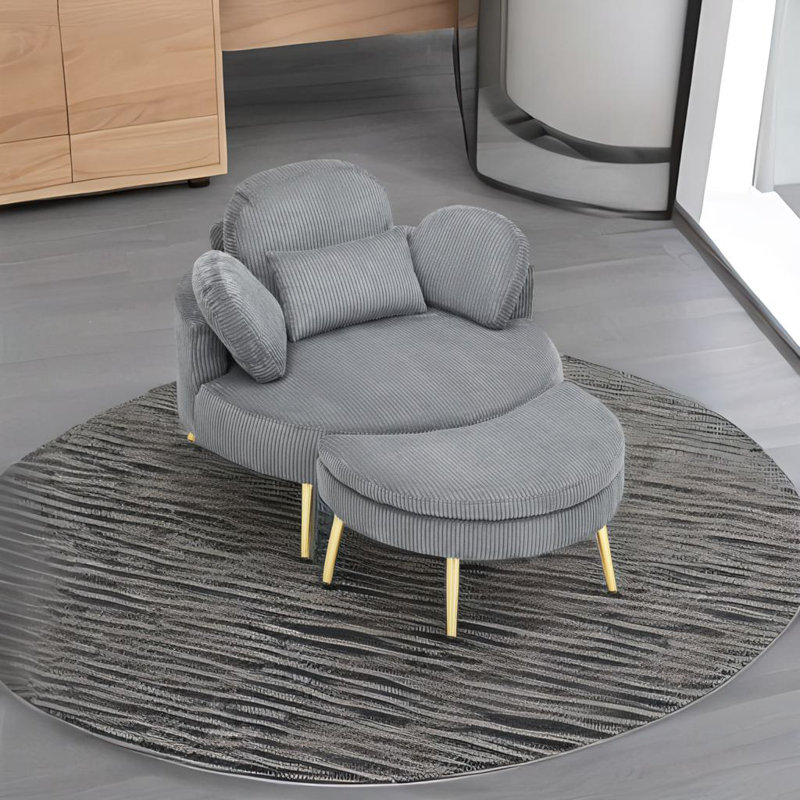Canapé rond en velours côtelé, Gris