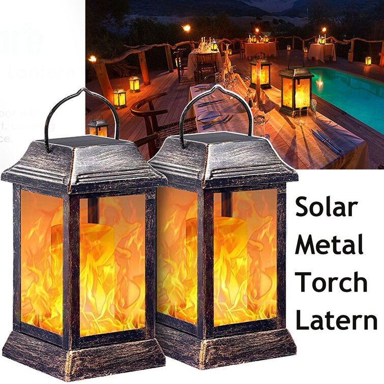 Techko Solar Portable Hanging Lantern w/ Hanger - Flame or Still Light