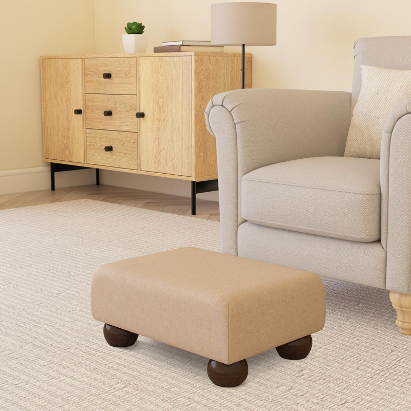 Autryville Wood Bun Feet - Fabric, Mahogany, Ecru Beige, Poz