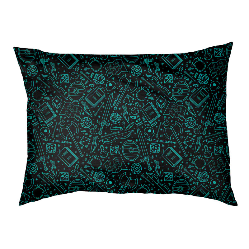Coussin Byrge, Petit (l 29,5 po x P 19,5 po x H 9,5 po), Noir / bleu sarcelle