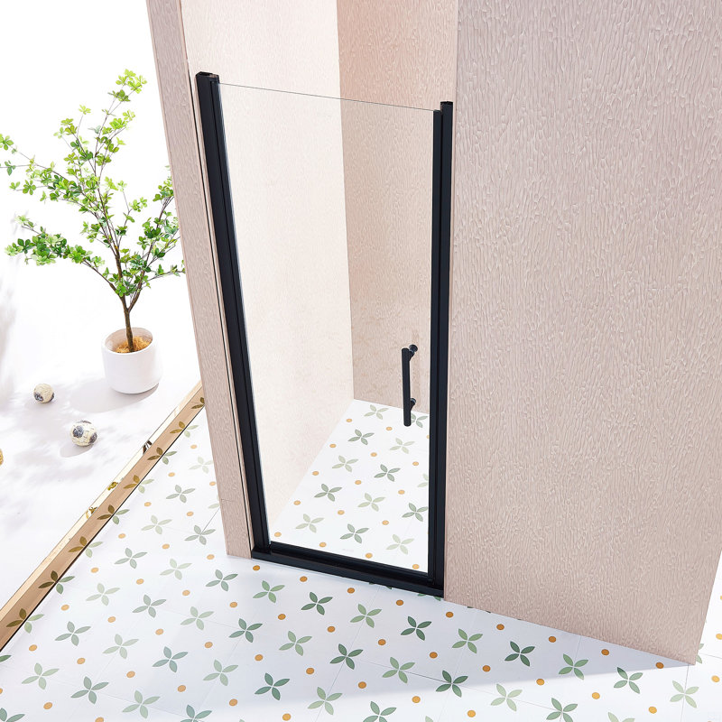 30-31.5"W X 75"H Pivot Single Swing Shower Door, Aluminium Alloy, 1/4" (6Mm) Thick SGCC Tempered Clear Glass.