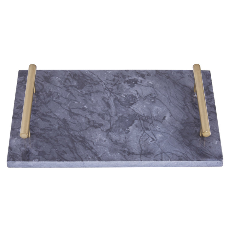 Everleigh Marble Tray, Black/Gold