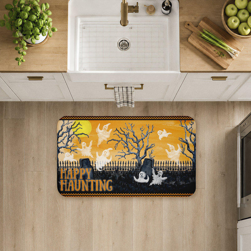 Tapis de sol anti-fatigue Happy Haunt, imprimé par Gina Ritter, Happy Haunting Graveyard