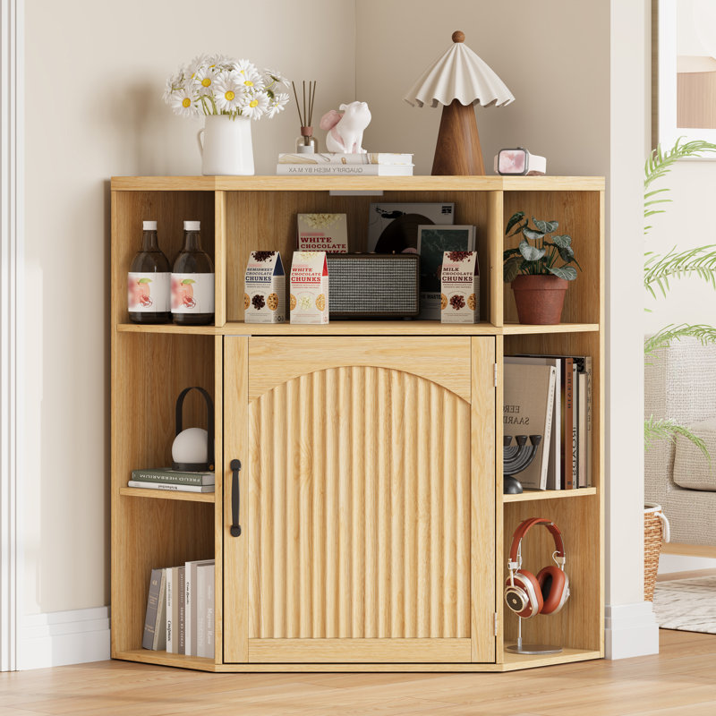 Armoire de rangement d'angle 33 "avec station de charge, Natural Oak