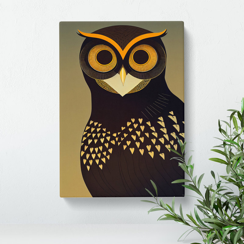 Vintage Owl Art No.1 - Wrapped Canvas Print, 50cm H x 35cm W x 3cm D