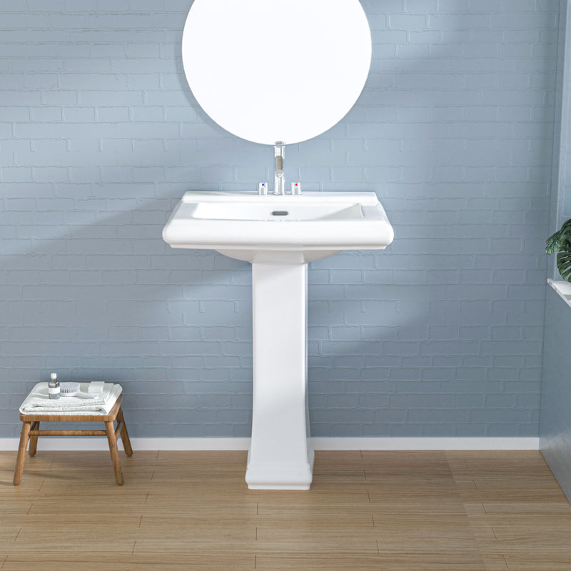 Lavabo de salle de bain rectangulaire 26,5 "en porcelaine blanche avec trop-plein