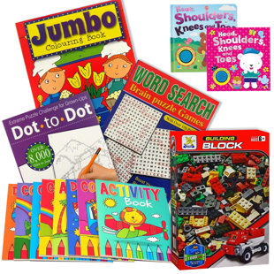 Whimsical World: Puzzles, Coloring, and Nursery Rhymes Books Bundle with 1000 Piece Blocks