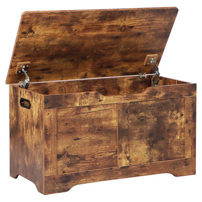 Coffre de rangement 31,5 po avec 2 charnières de sécurité, brun