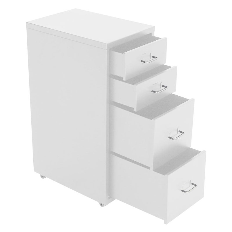 Eulos 28cm Wide 4 -Drawer Mobile Solid Wood File Cabinet, White