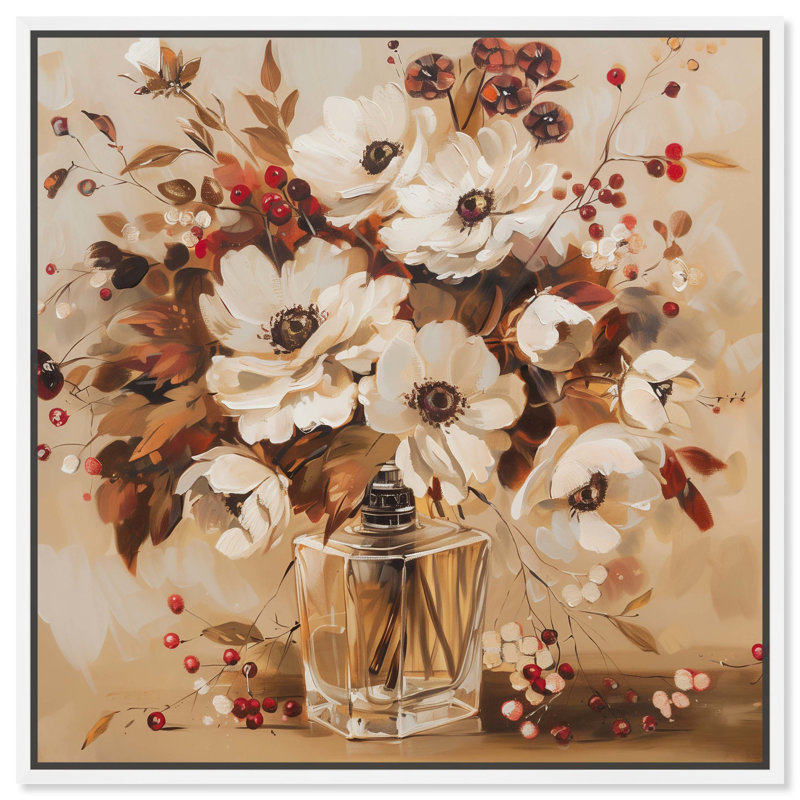 Toile florale simple, parfum floral, art floral par Art Remedy, Cadre blanc, H 31 po x l 31 po