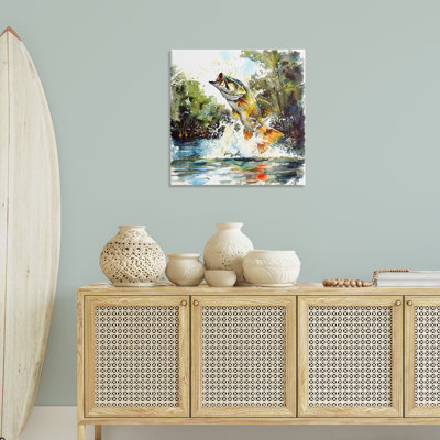  Fish Jumping Splash Canvas Wall Art by LSR Design Studio