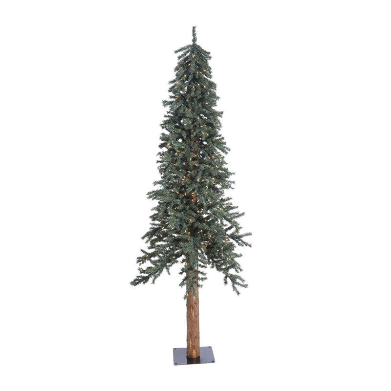 Vickerman 7 Foot Natural Bark Alpine Artificial Christmas Tree with LED Lights