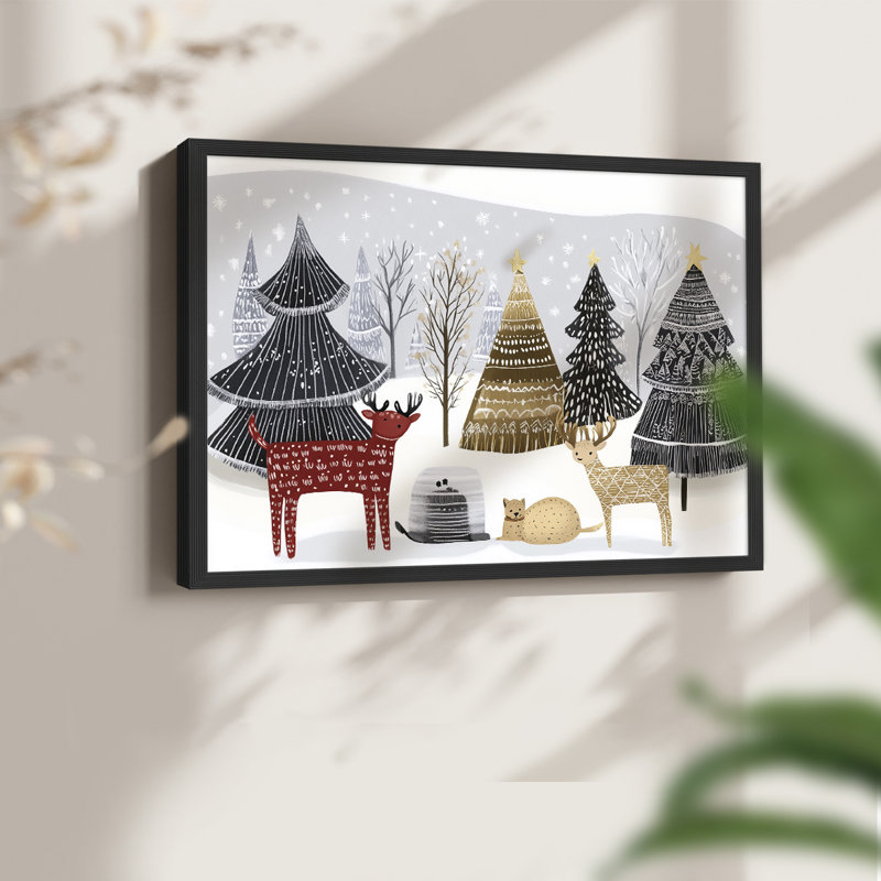 Art de Noël - CXLIX - Reproduction encadrée - Restickable, H 8 po x l 10 po, Noir, noir, noir, noir