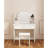 One Drawer Dresser Vanity Table With Adjustable Mirror, Storage For Makeup Items, Matching Stool, Compact Size, Ancient White Finish, Particle Board + , 66.43 Lb Weight Mirror Drawer, Spacious