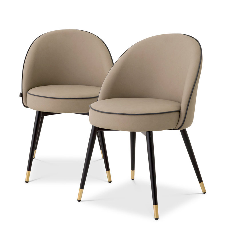 Cooper Upholstered Dining Chair, Black/Brass/Gray/Beige
