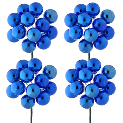 30mm Shatterproof Plastic 12 Bunch Shiney Stem Ball 