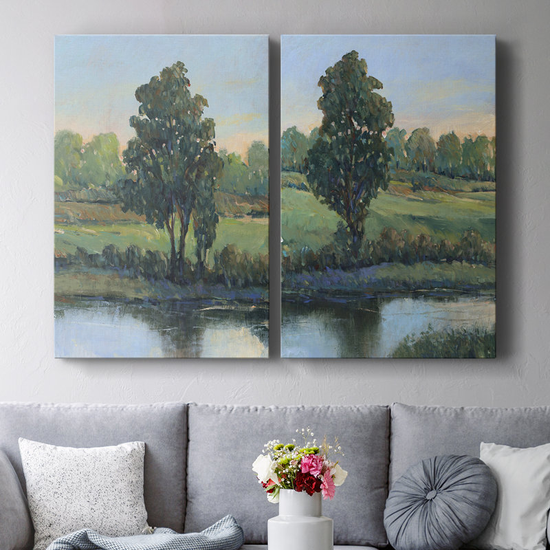 «Tree by the Riverbank» - Toile tendue avec châssis I-Premium, H 18 po x l 12 po
