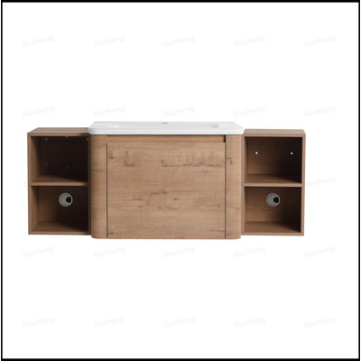 Meuble-lavabo mural 48 po à fermeture en douceur avec tablettes