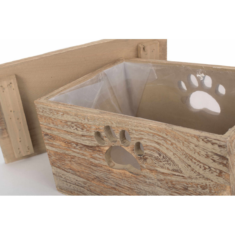 Wooden Dog Treat Box with Lid & Lining