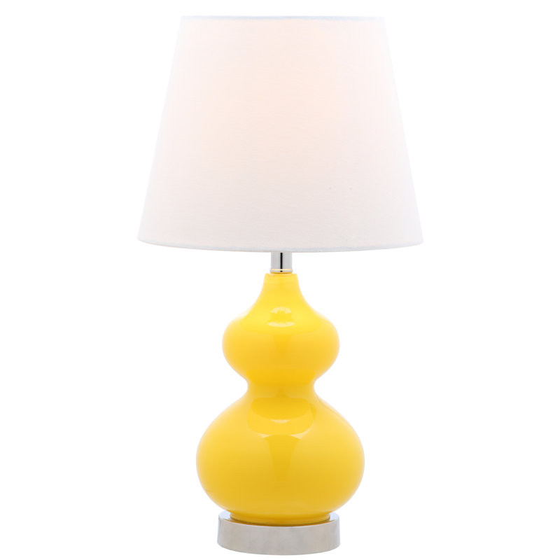Bold Yellow Ceramic Mini Table Lamp with White Shade