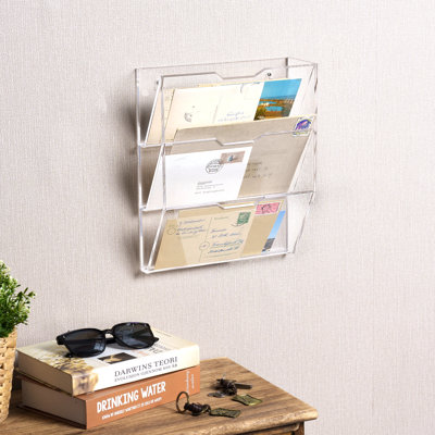 Wall 3-Tier Mounted Acrylic Letter Holder Mail Organiser with Mail Storage