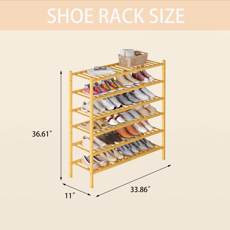 Range-chaussures empilable en bambou, 36,61 po H x 33,85 po L x 11 po P