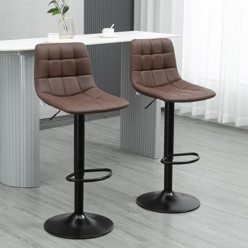 Jannine Swivel Upholstered Adjustable Height Counter Stool with Metal Frame, Brown