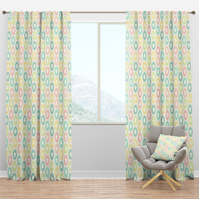 Panneau de rideau simple semi-diaphane avec passe-tringle Mid-Century
