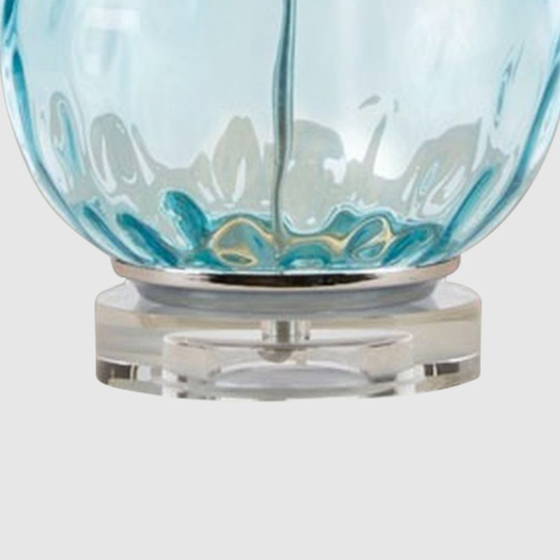 24'' Modern luxury  elegance Ombre Glass Drum Shade Table Lamp (LED bulb included), Blue