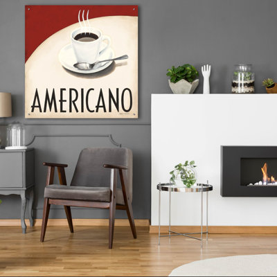 Art mural en verre rouge «Cafe Moderne 3» par Marco Fabiano