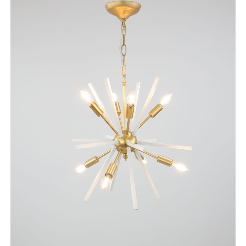 Starburst 8 - Light Chandelier, White